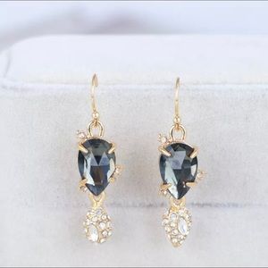 $375 NEW Alexis Bittar Black Gem Double Drop Earring